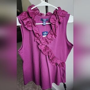 NWT Chaps Purple Ruffle Sleeveless Top